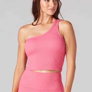 Tavi Seersucker One Shoulder Bra Crop Top Small